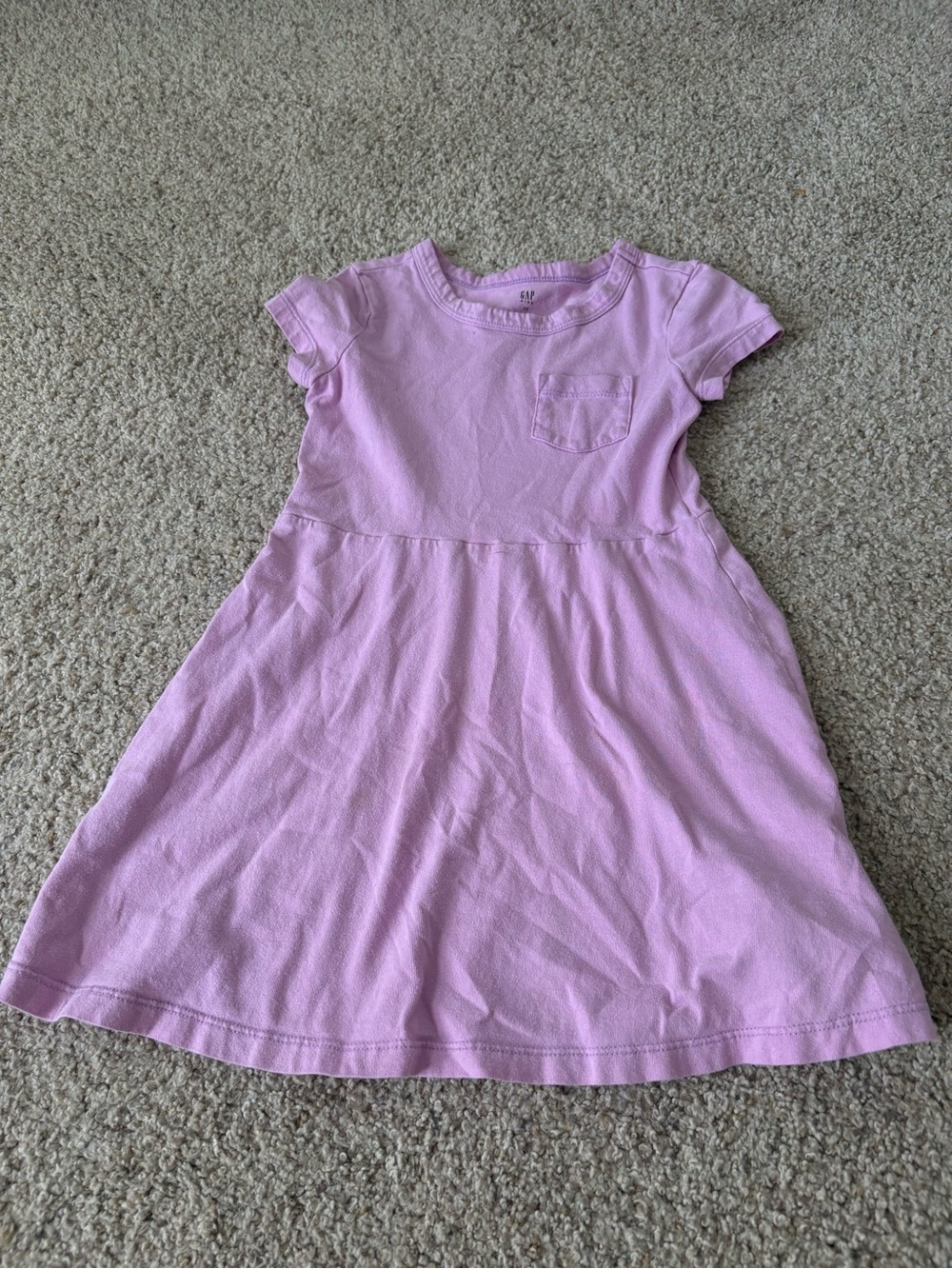 GAP Kids Purple A-Line Knit Dress Girls XS Knee Length Pocket Short Sleeve